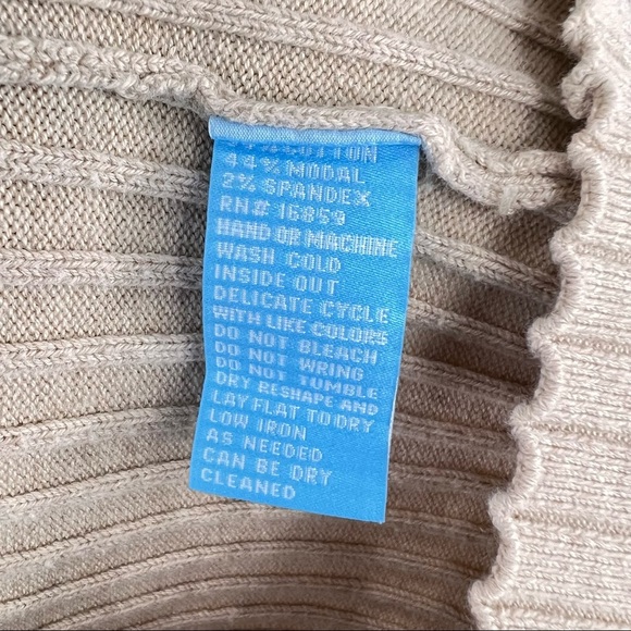 J. Mclaughlin Womens Full Zip Ribbed Tan Cardigan Size XL Closet Staple Casual - Picture 5 of 11